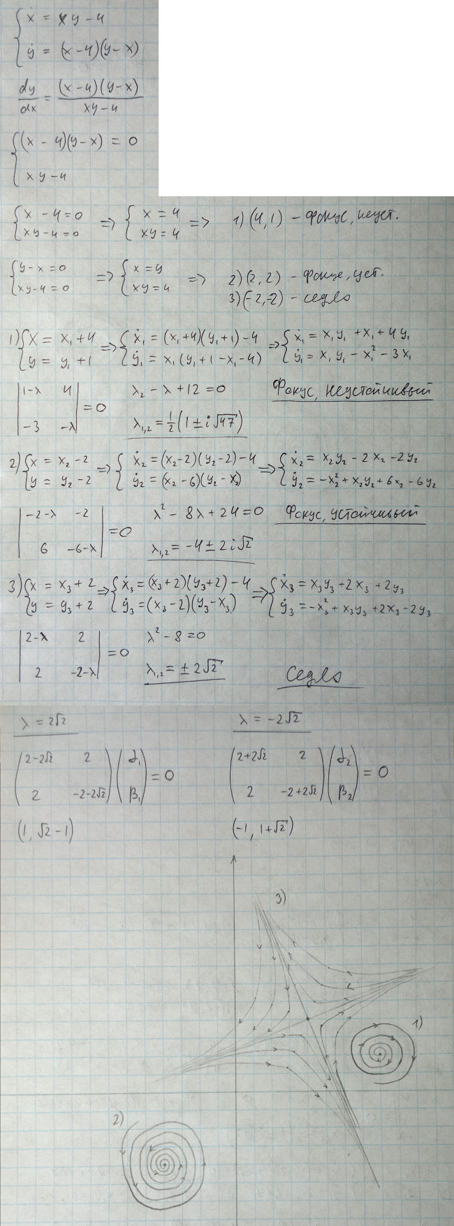 Фазовая плоскость - решение задачи 1026