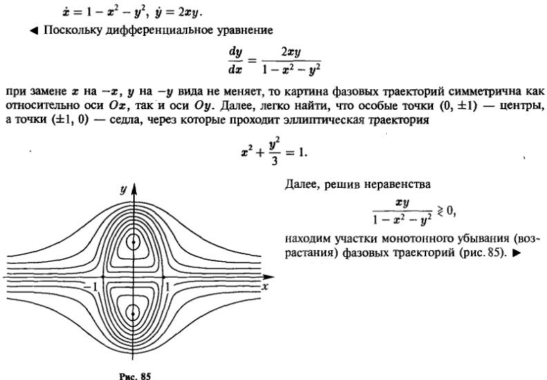 Фазовая плоскость - решение задачи 1027