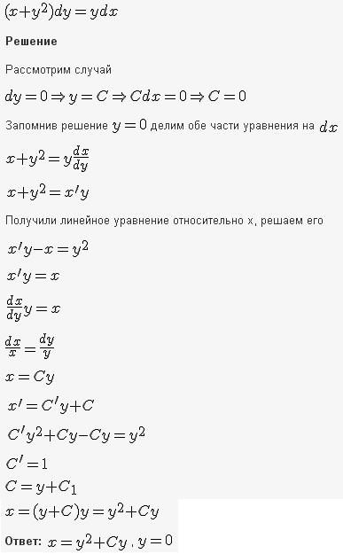 Решение дифференциальных уравнений - линейные уравнения первого порядка