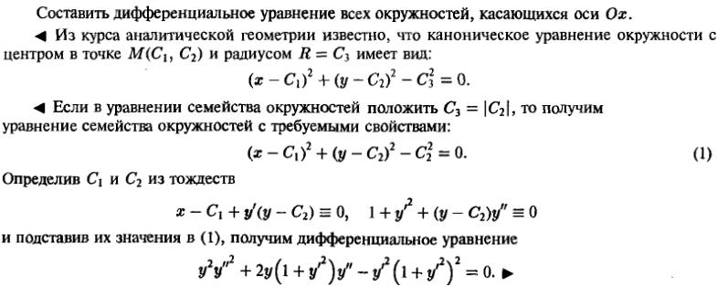 Изоклины - Составление дифференциального уравнения семейства кривых - решение задачи 34