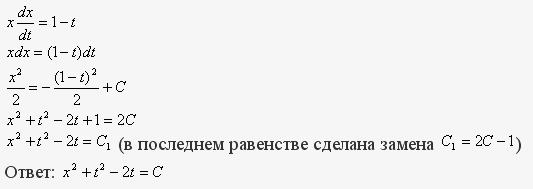 Уравнения с разделяющимися переменными - решение задачи 61