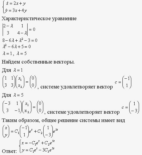 Решение дифференциальных уравнений - линейные системы