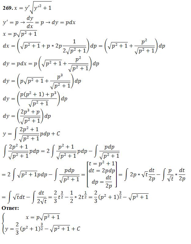 Уравнения, не разрешенные относительно производной - решение задачи 269