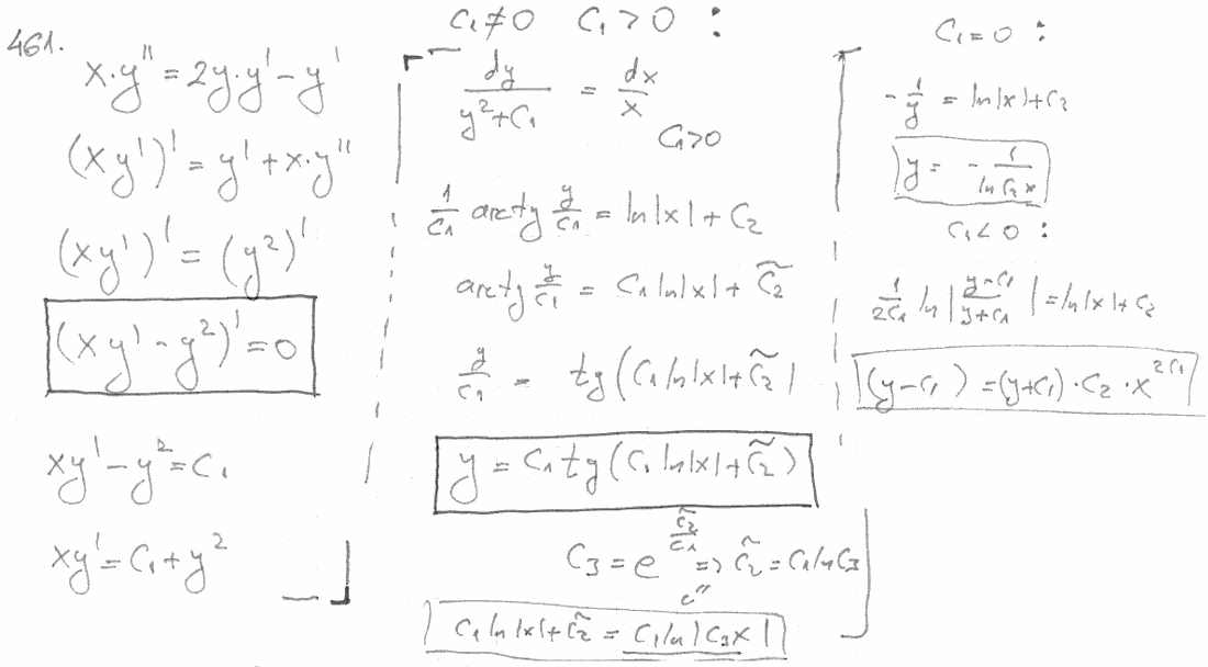 Уравнения, допускающие понижение порядка - решение задачи 461