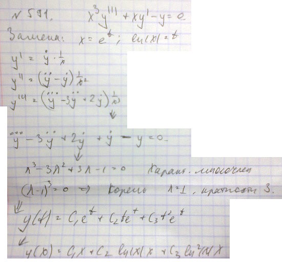 Линейные уравнения с постоянными коэффициентами - решение задачи 591