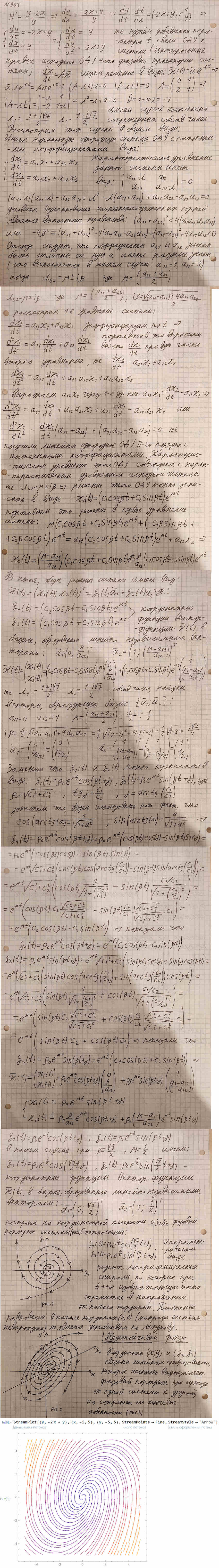 Особые точки - решение задачи 963